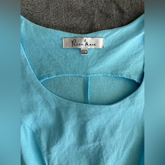 Rica Mare (Ukraine) Summer Mini Blue Dress, L (runs small, best for USA 6). - Picture 4 of 9